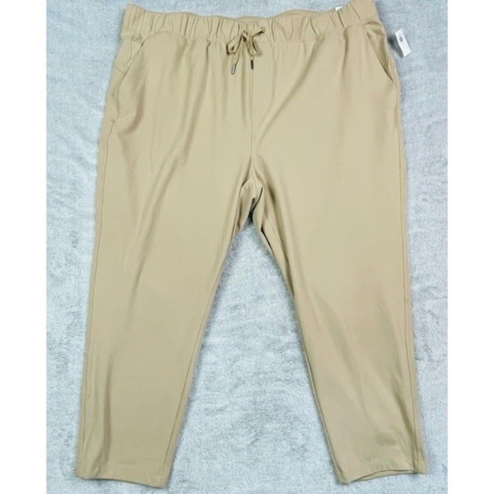 Old Navy High-Rise Slim Taper Pants 3X Powersoft Coze Tan Go-Dry Stash Pocket